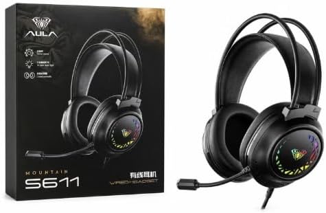 AULA S611 Gaming Wired Headset, Stereo Sound Black