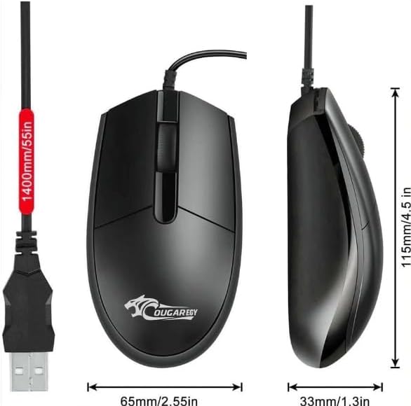 COUGAR-EGY C002 Ergonomic Wired Mouse, 1600 DPI, 6 Buttons