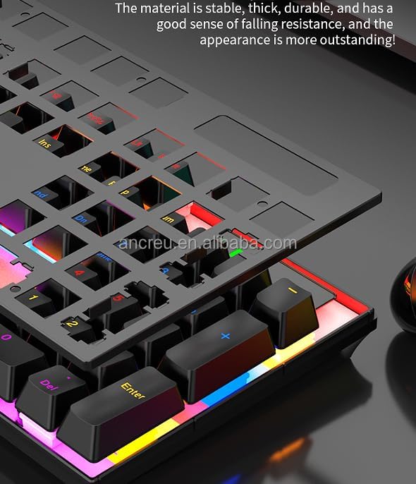 Mechanical Gaming Keyboard — 104 Keys, RGB, Cyan Switches