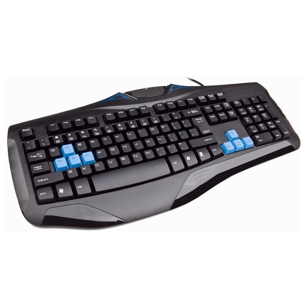 Q60 Gaming Keyboard — Full-Size USB Wired, Blue WASD (Black)