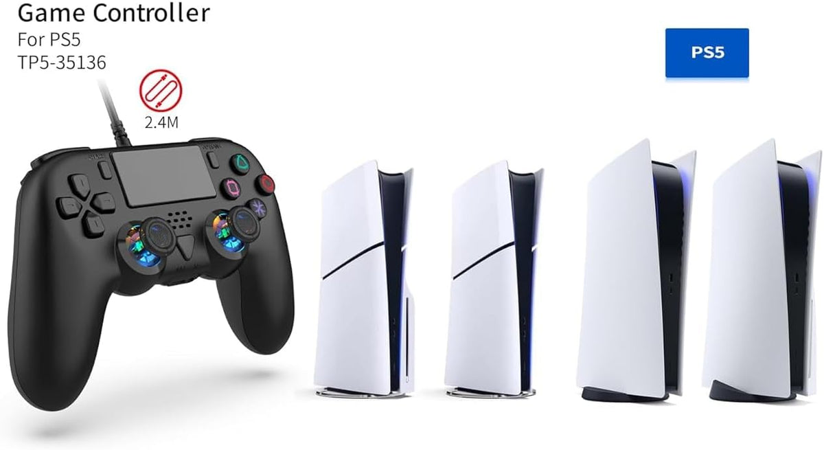 Wired Controller for PS5/PS5 Pro/Slim & PC — Advanced Back Buttons (Black)