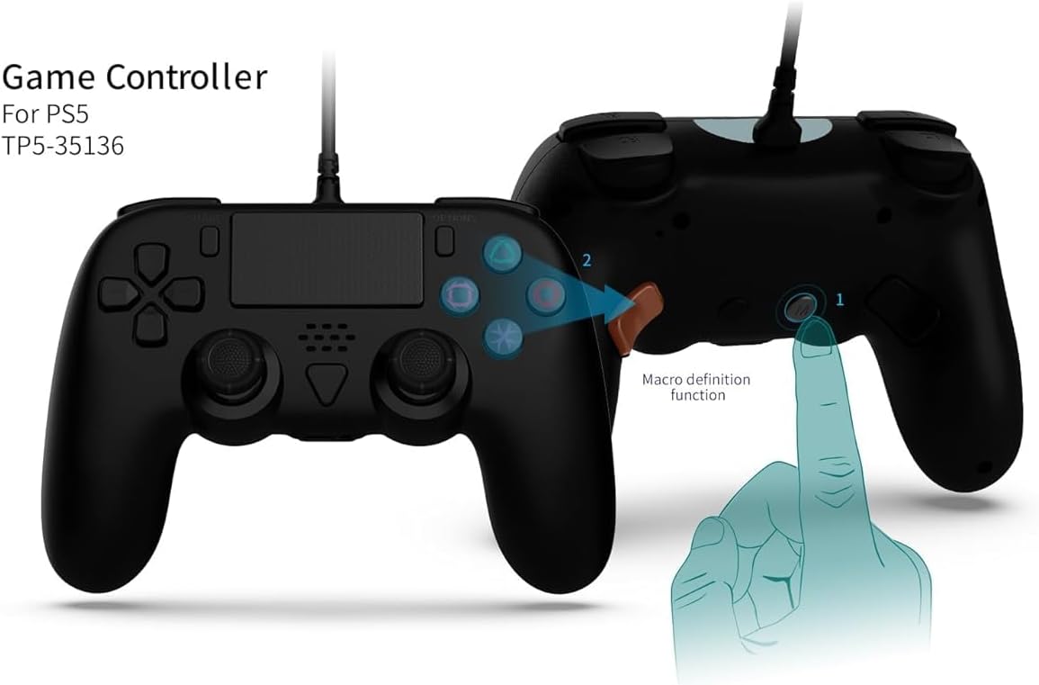 Wired Controller for PS5/PS5 Pro/Slim & PC — Advanced Back Buttons (Black)