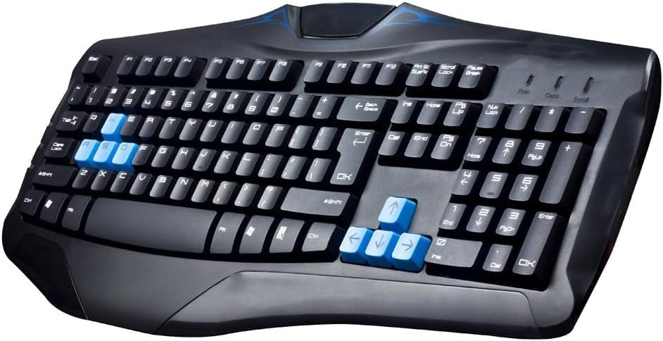 Q60 Gaming Keyboard — Full-Size USB Wired, Blue WASD (Black)