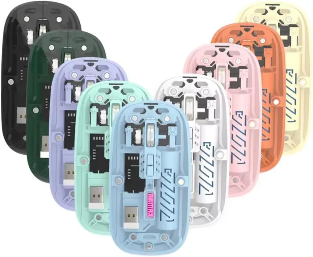 RKMAX M233 Transparent Wireless RGB Gaming Mouse (Purple)