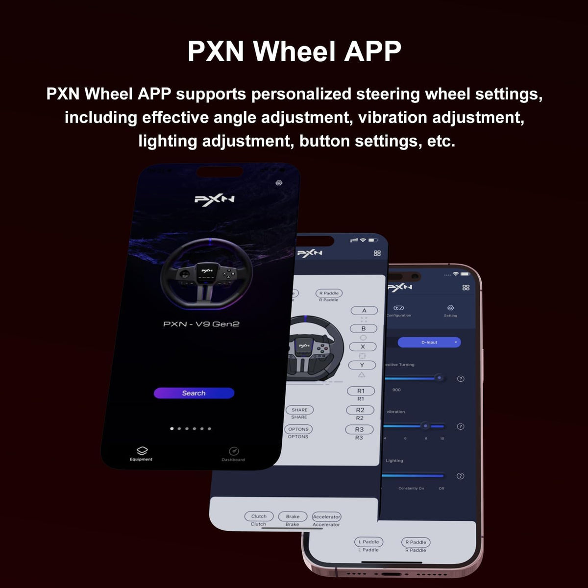 PXN V9 Gen2 Racing Wheel with 3 Pedals & H-Shifter, 270°/900° – PC, Xbox, PS4