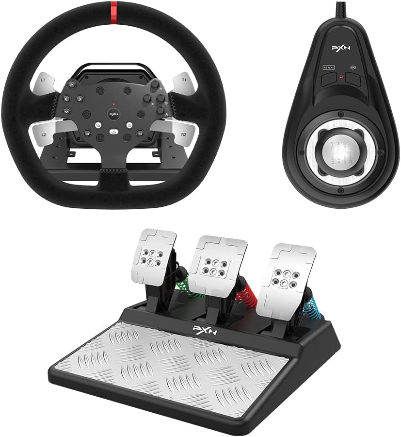 PXN V10 Force Feedback Racing Wheel, 900° with Pedals & Shifter – PC, Xbox, PS4