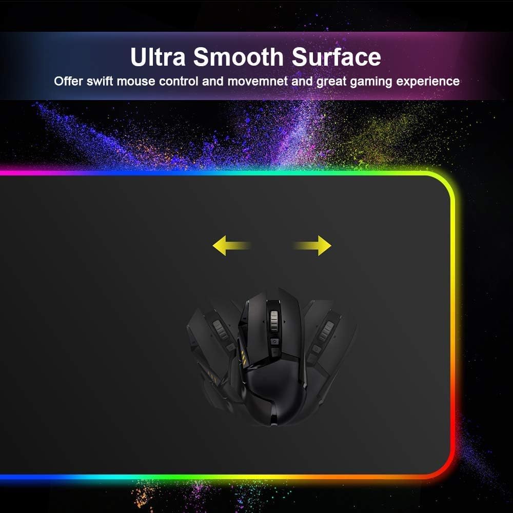 RGB Gaming Mouse Pad 90x40 cm — Rubber Speed Surface, LED Edge (Black)