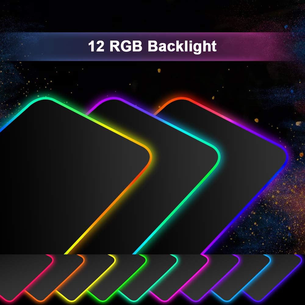 RGB Gaming Mouse Pad 90x40 cm — Rubber Speed Surface, LED Edge (Black)