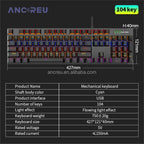 Mechanical Gaming Keyboard — 104 Keys, RGB, Cyan Switches