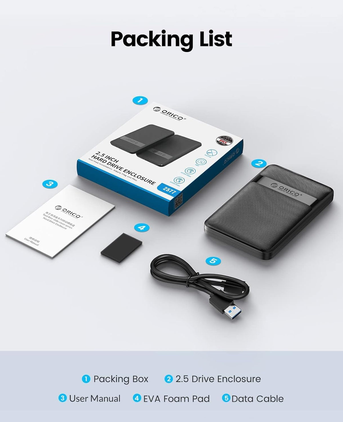 2.5" USB-C Hard Drive Enclosure USB 3.1 Gen2 (2577C3)
