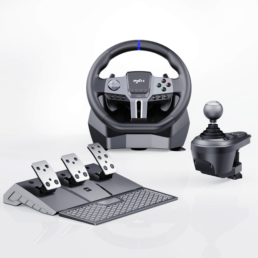 PXN V9 Gen2 Racing Wheel with 3 Pedals & H-Shifter, 270°/900° – PC, Xbox, PS4
