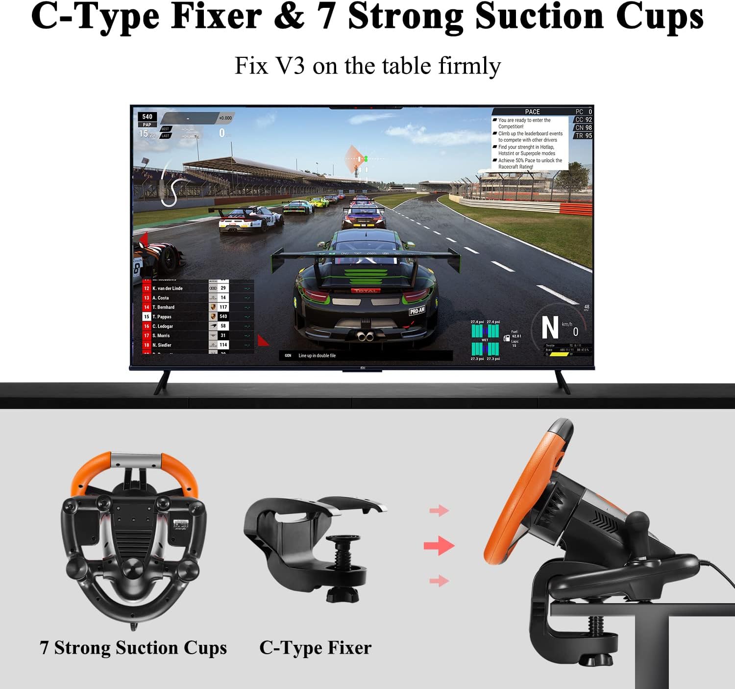 PXN V3 Pro Racing Wheel (Orange)