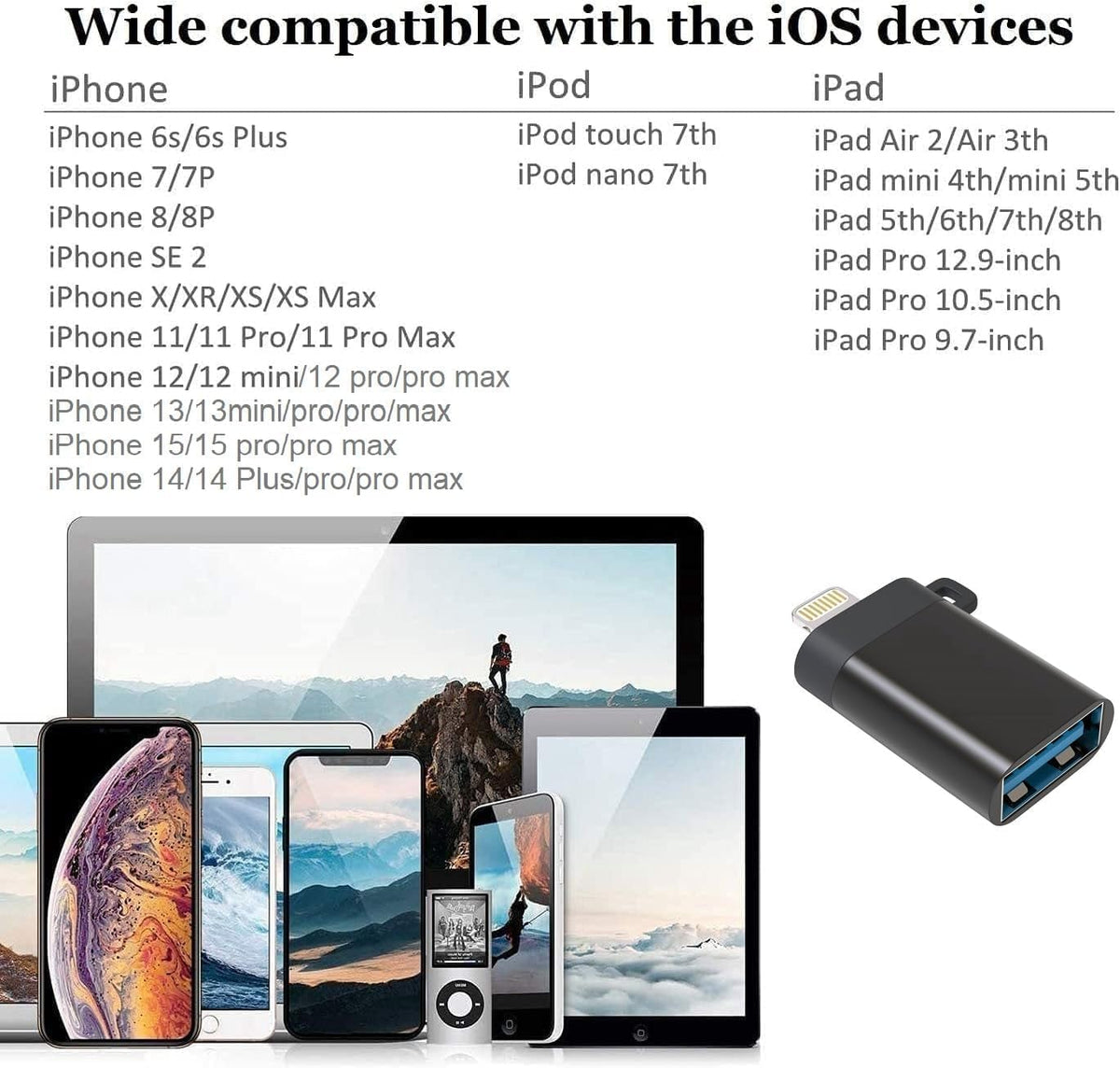 Aple MFi USB OTG Adapter for iPhone & iPad (iOS 14+)