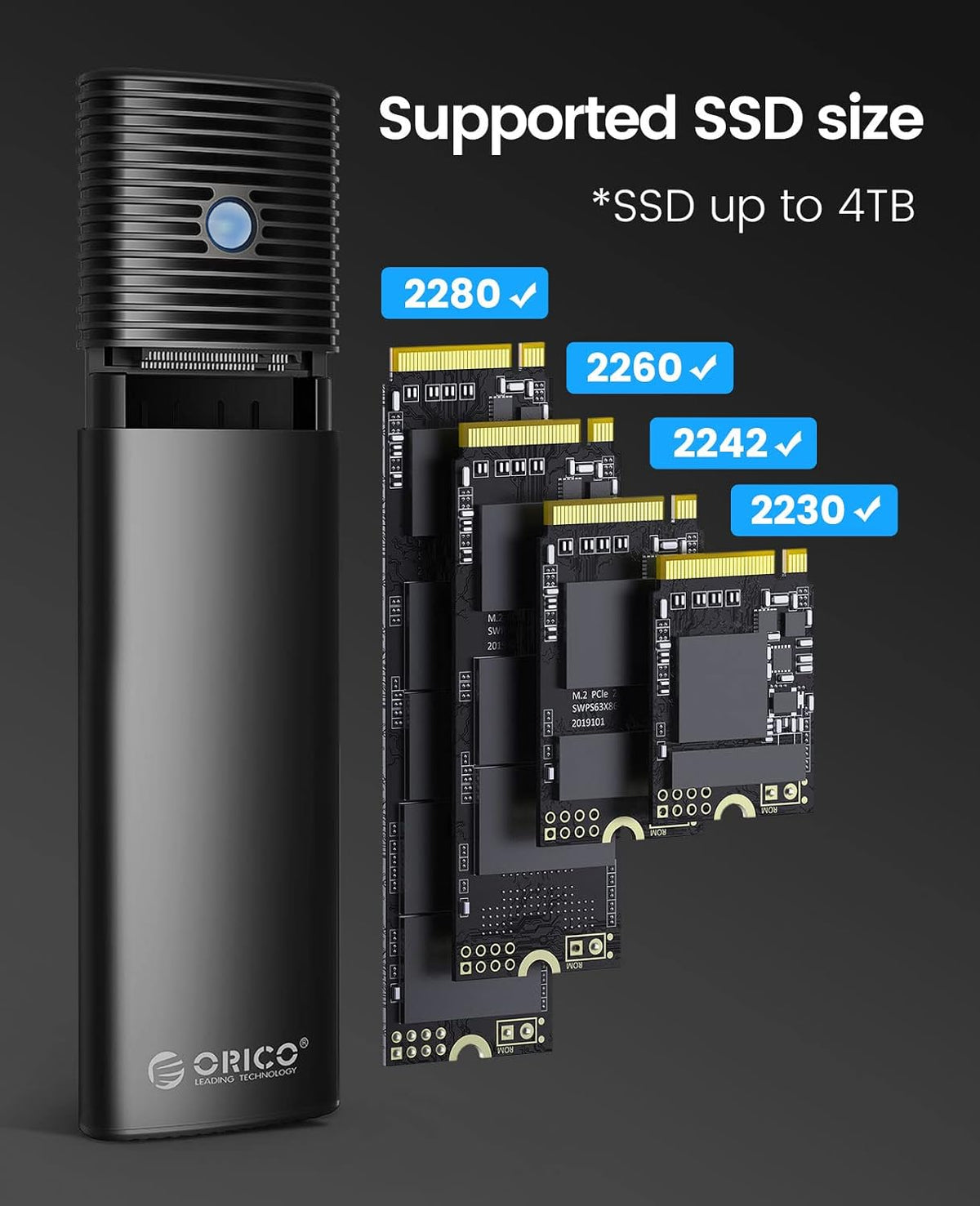 ORICO M.2 NVMe & SATA Enclosure SSD-PWDM2G2A