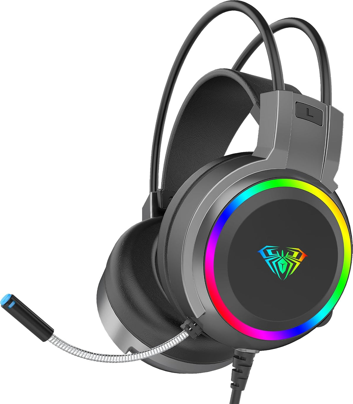 AULA S608 Wired Gaming Headset with RGB Lighting — Black