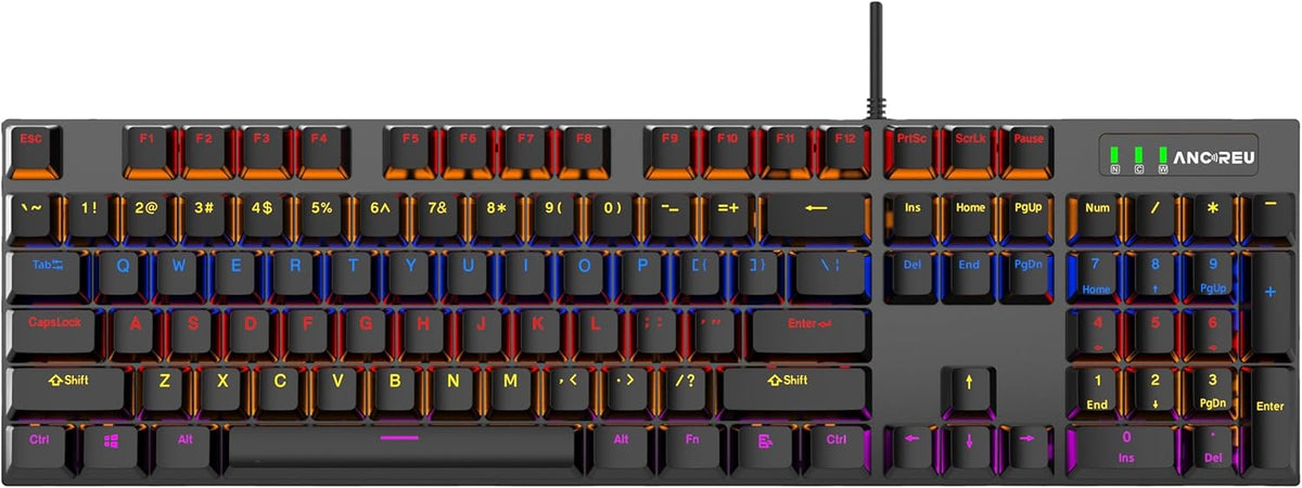 Mechanical Gaming Keyboard — 104 Keys, RGB, Cyan Switches