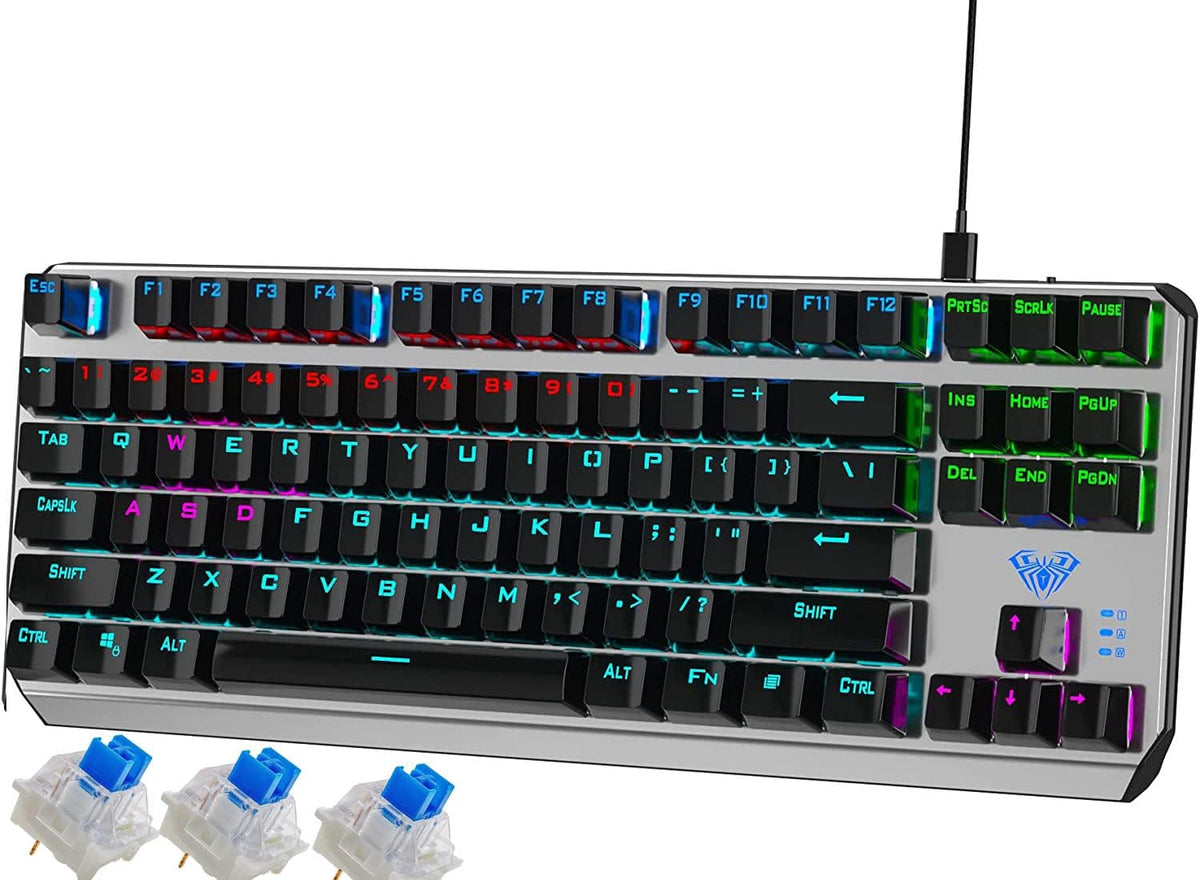 AULA F3087 87-Key Mechanical Gaming Keyboard — USB-C Blue Switch