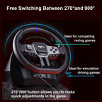 PXN V9 Gen2 Racing Wheel with 3 Pedals & H-Shifter, 270°/900° – PC, Xbox, PS4