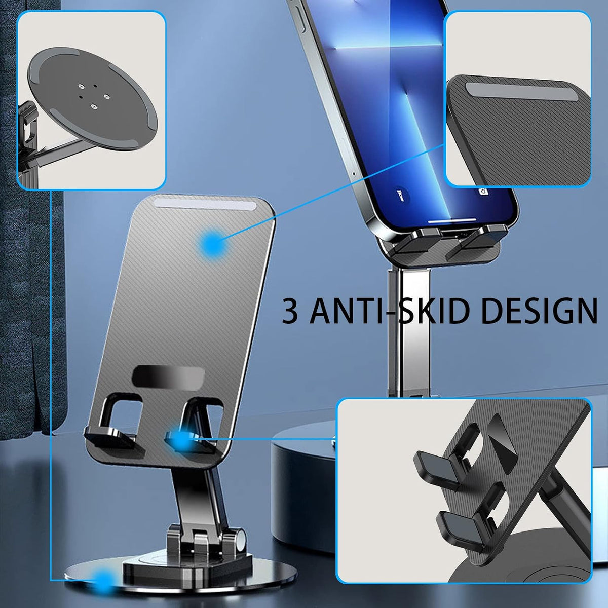Youmeisha Portable 360° Rotatable Foldable Phone Stand - Black