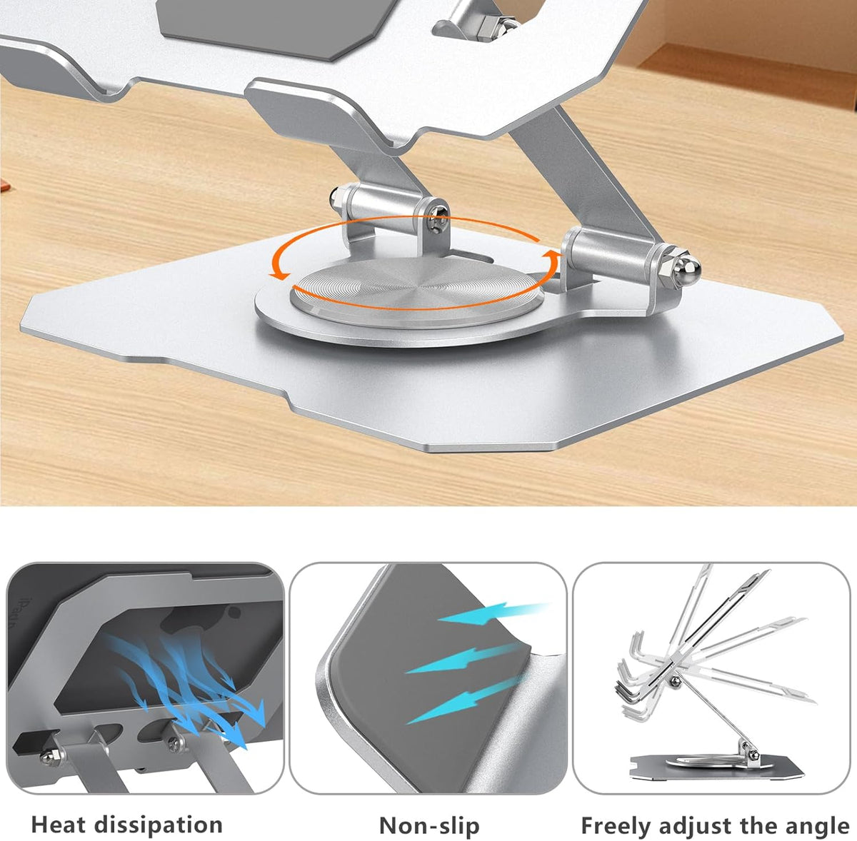 Bighan 360° Adjustable Foldable Tablet & iPad Holder — Silver