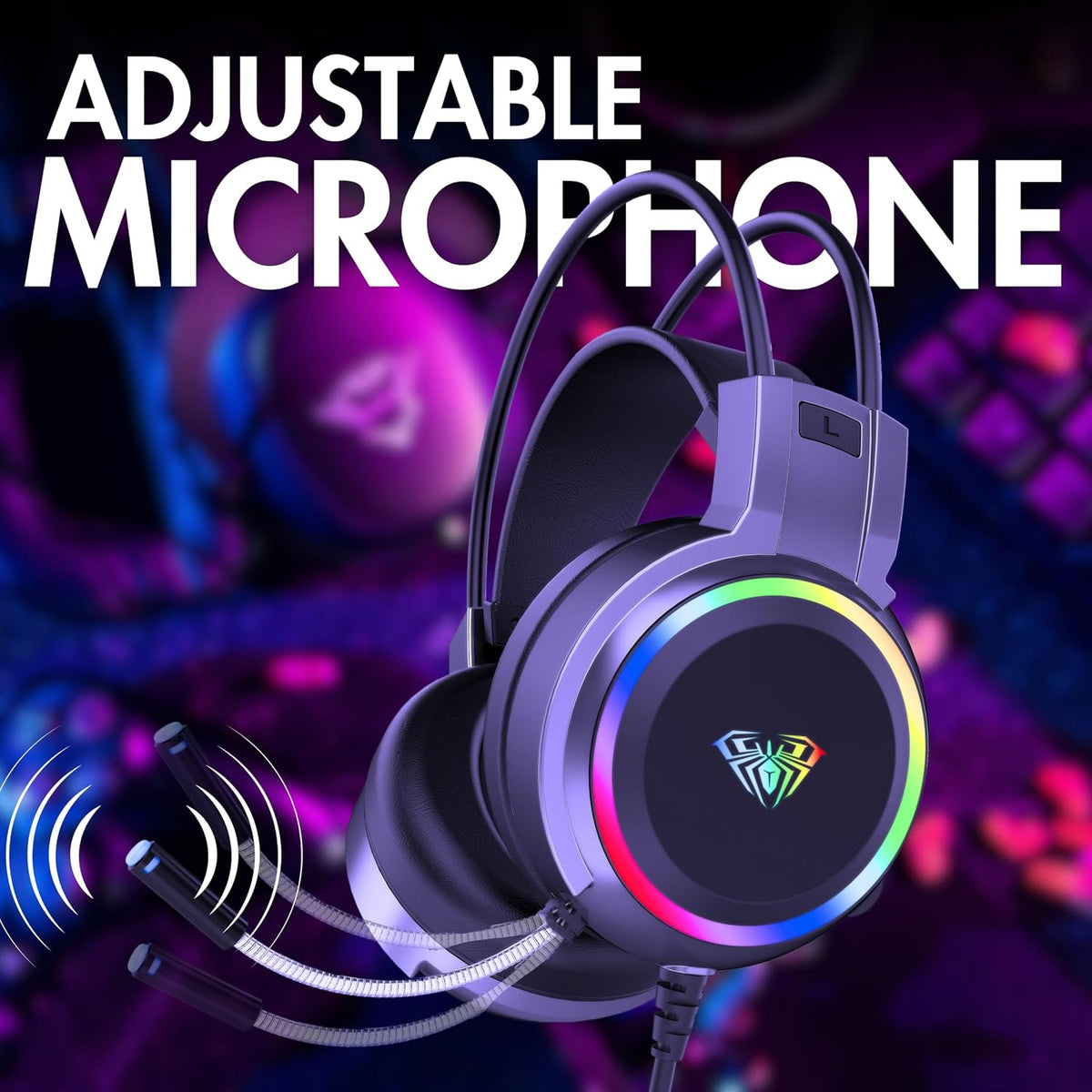 AULA S608 Wired Gaming Headset with RGB Lighting — Black