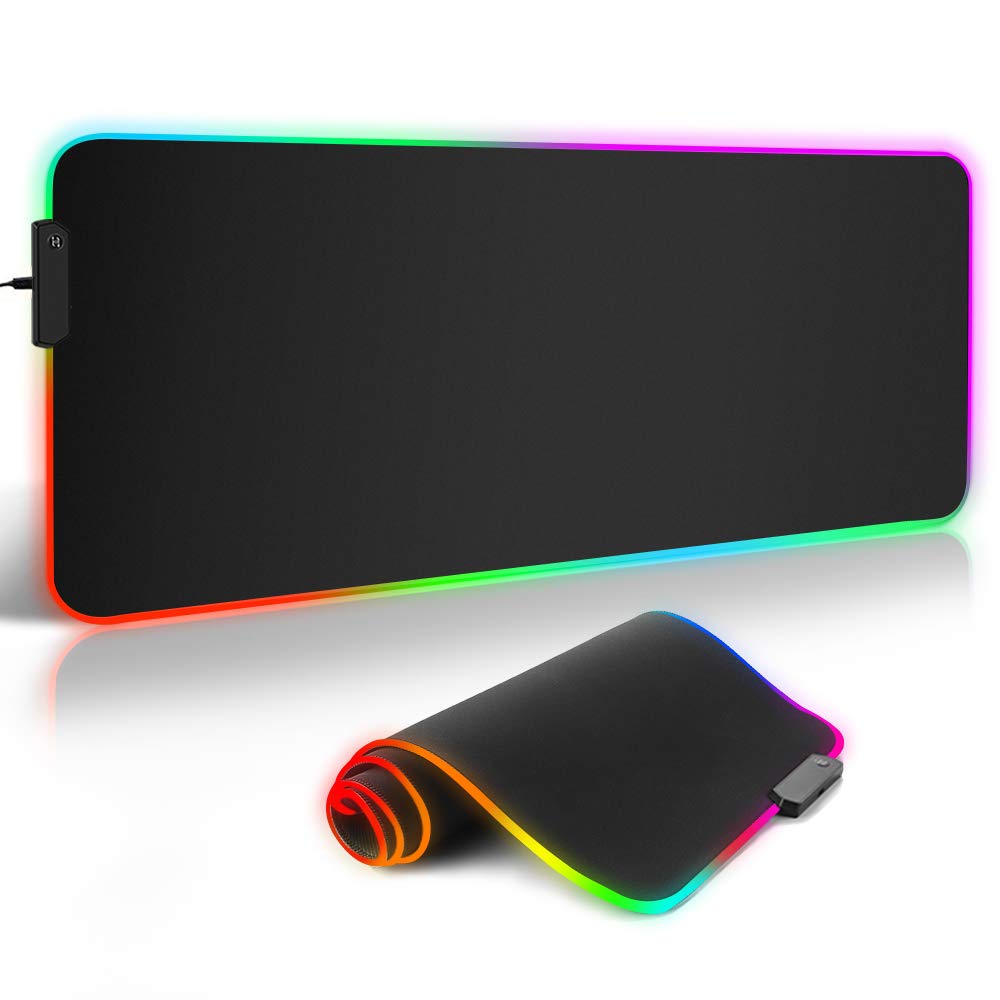 RGB Gaming Mouse Pad 90x40 cm — Rubber Speed Surface, LED Edge (Black)